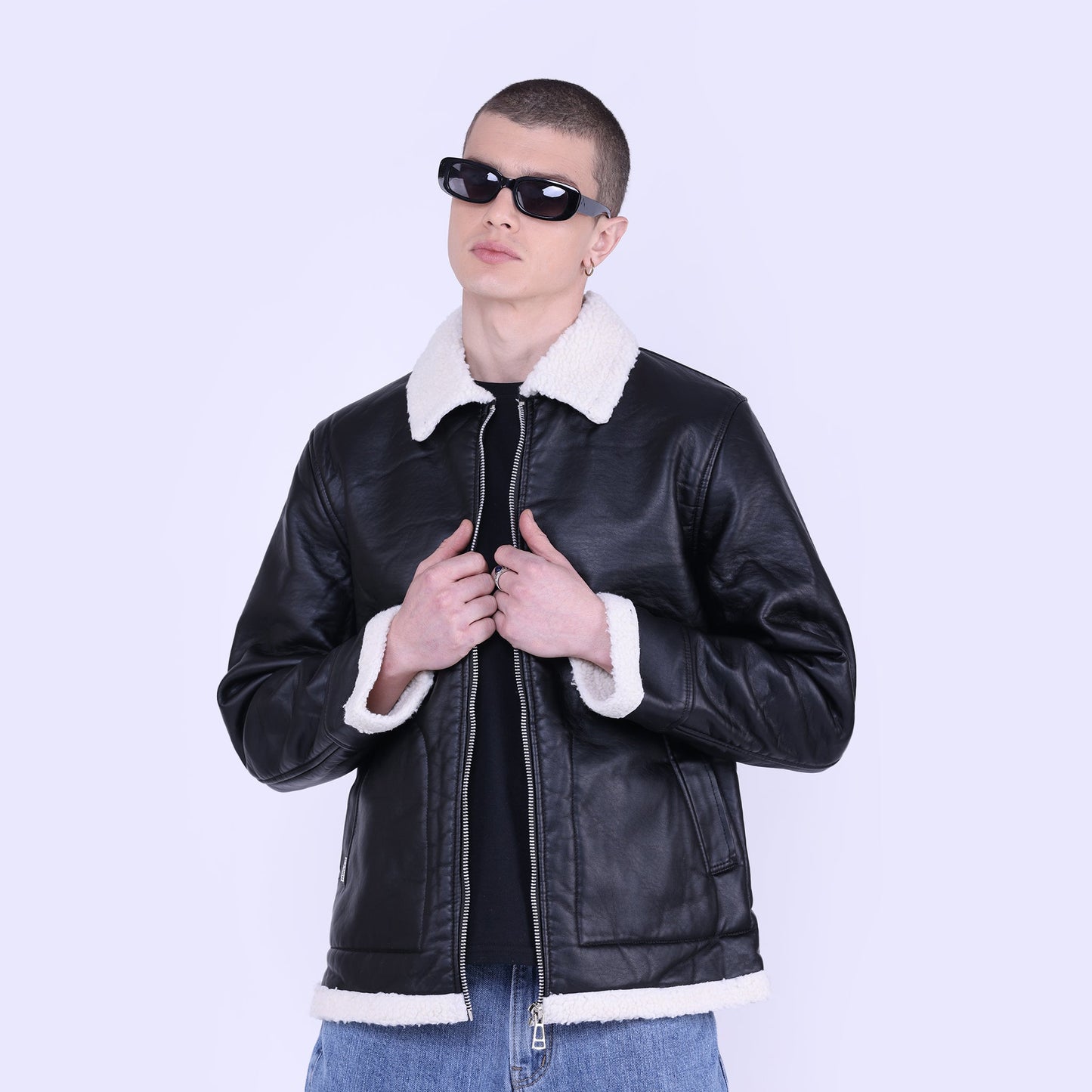 Faux leather Sherpa Jacket