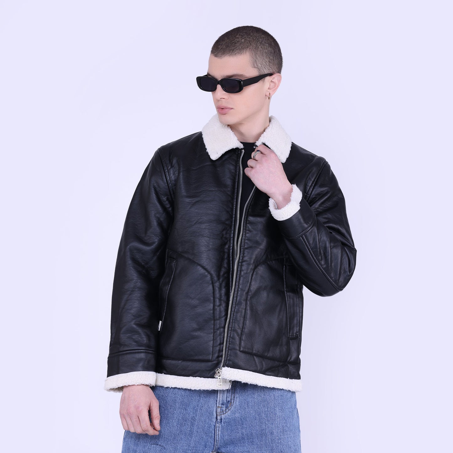 Faux leather Sherpa Jacket