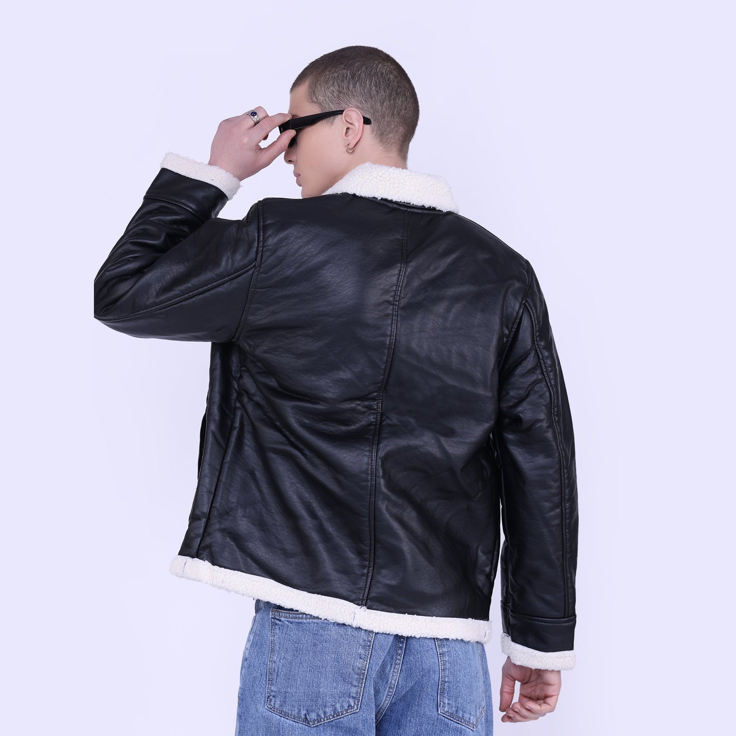 Faux leather Sherpa Jacket