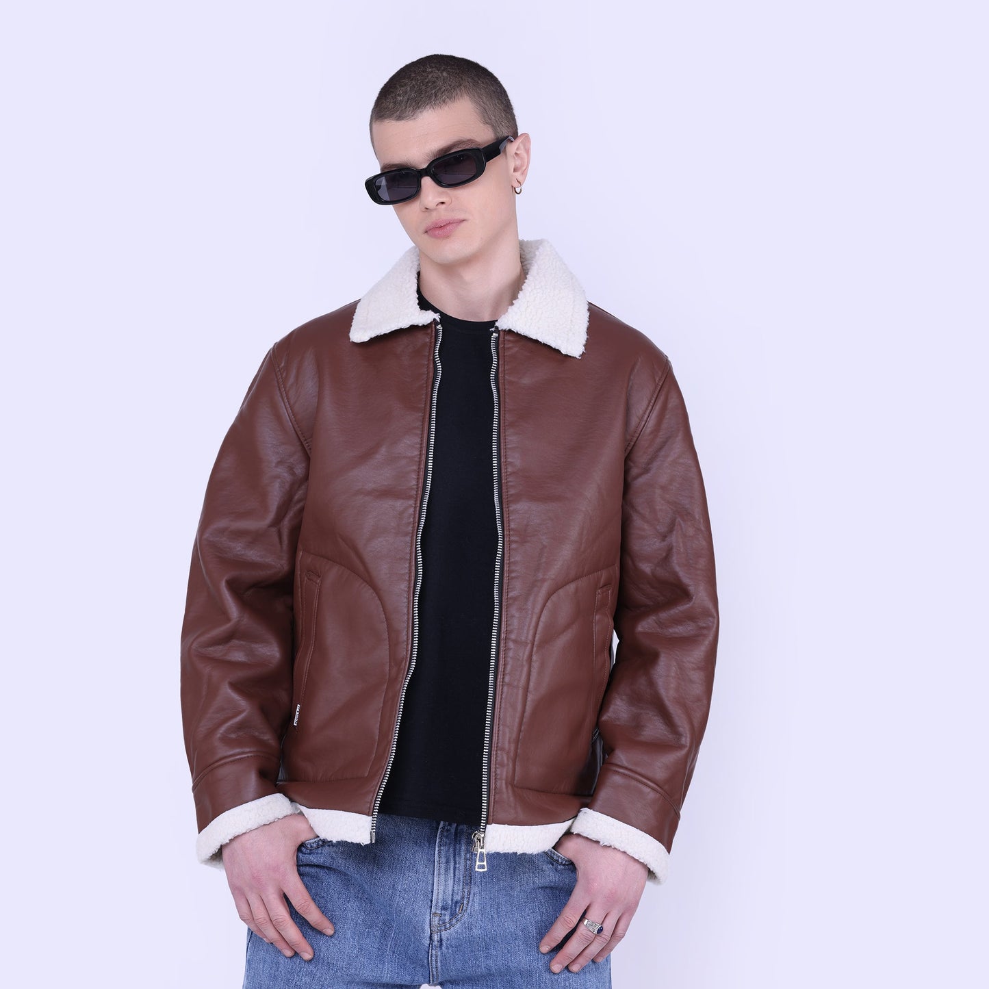 Faux leather Sherpa Jacket