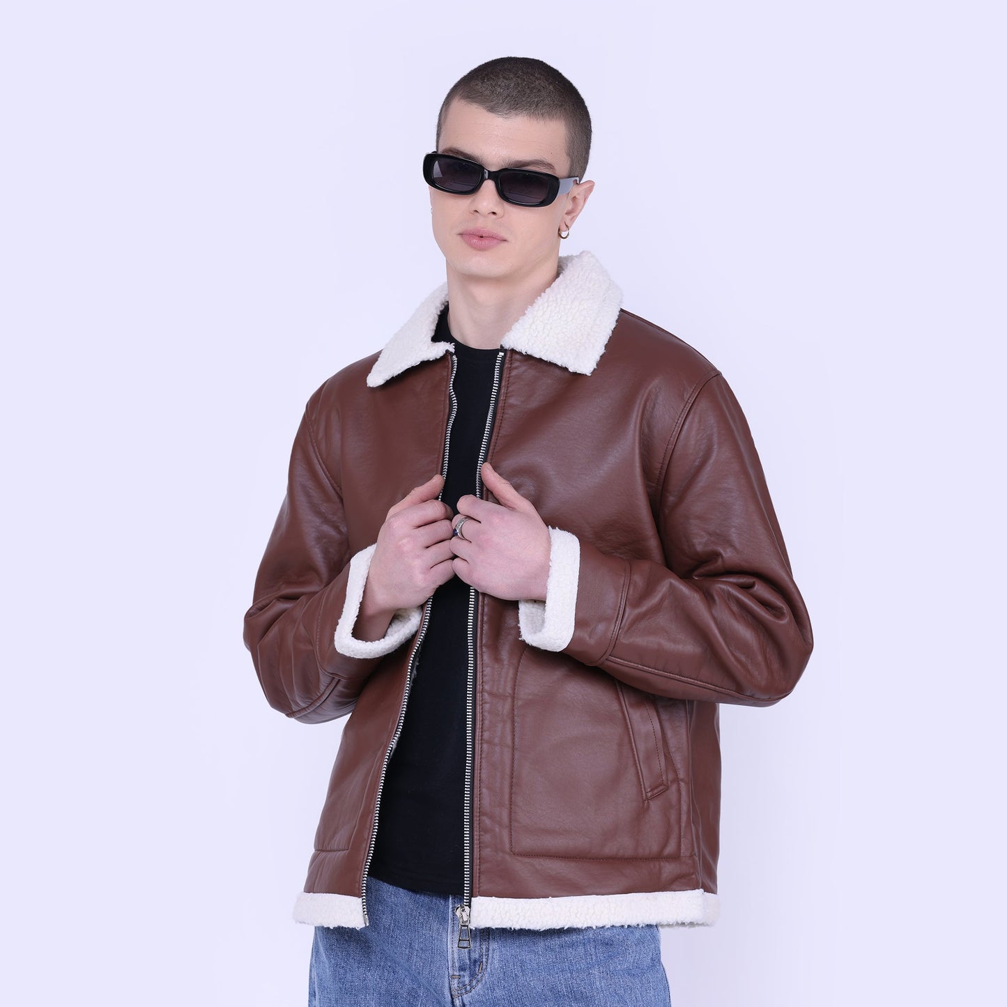 Faux leather Sherpa Jacket