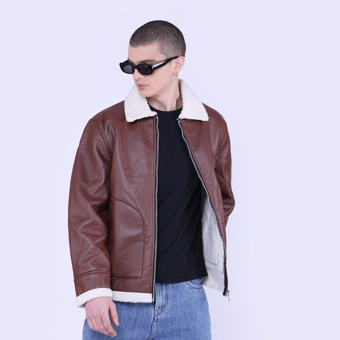 Faux leather Sherpa Jacket