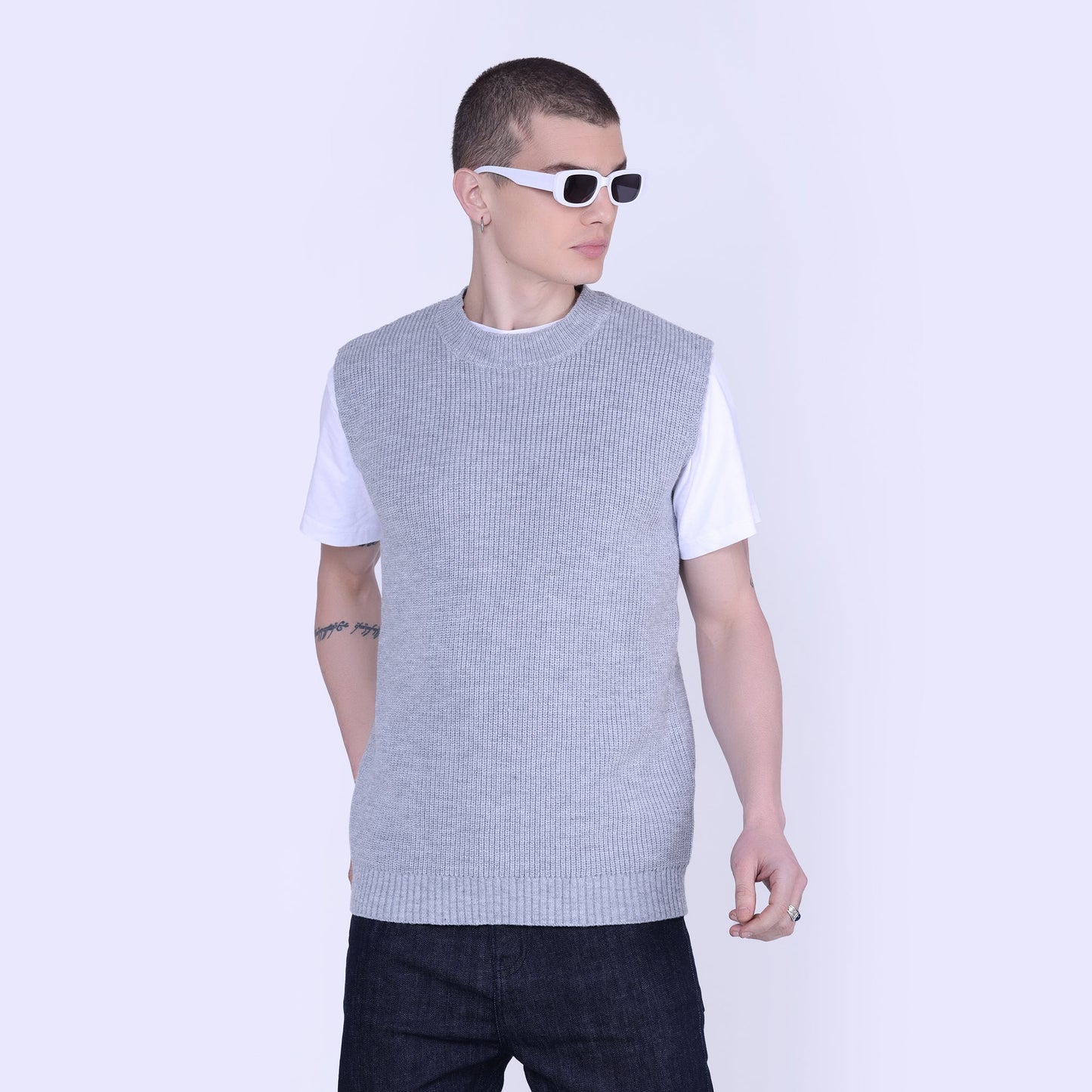 Textured Half Sweater