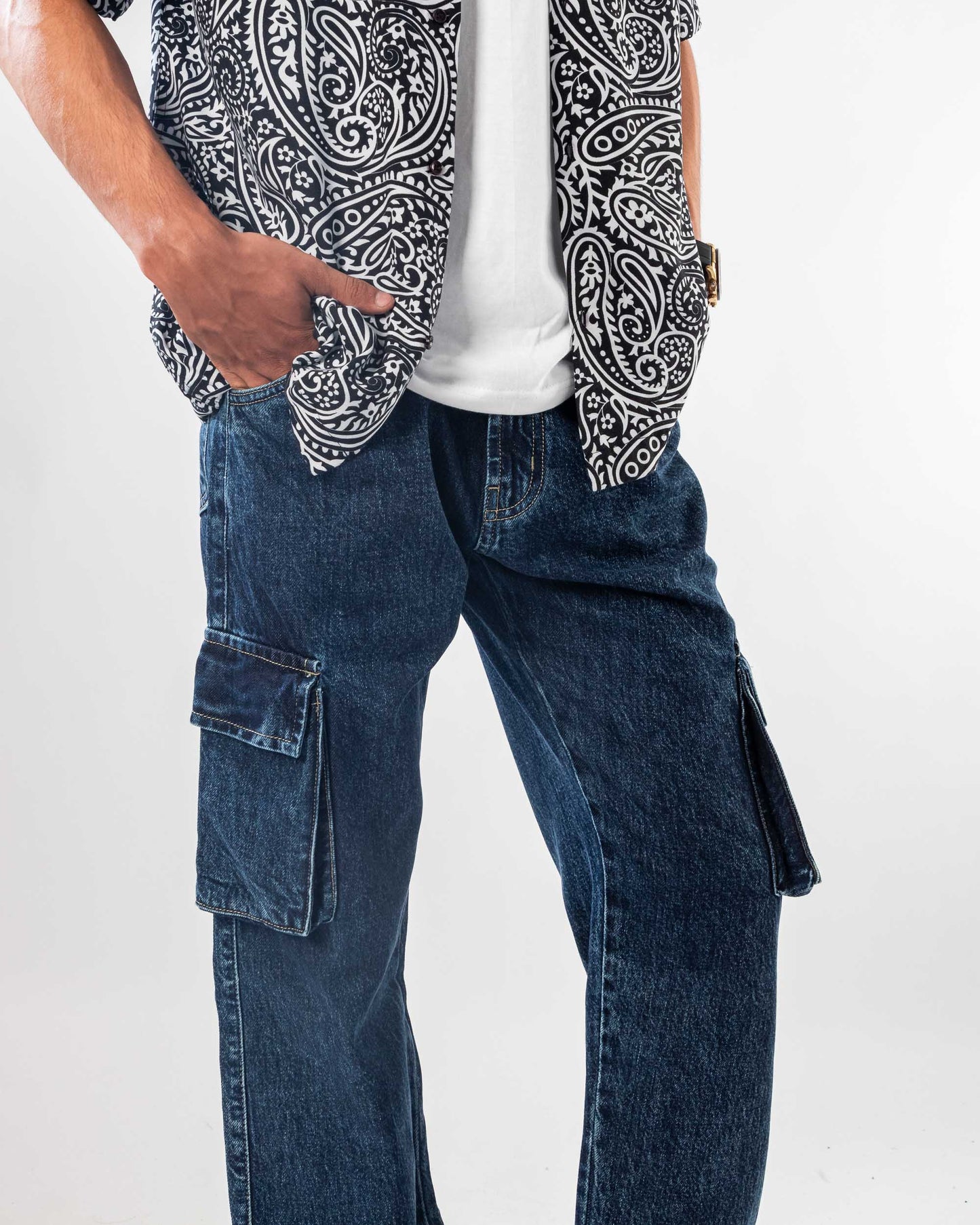 DENIM CARGO PANTS