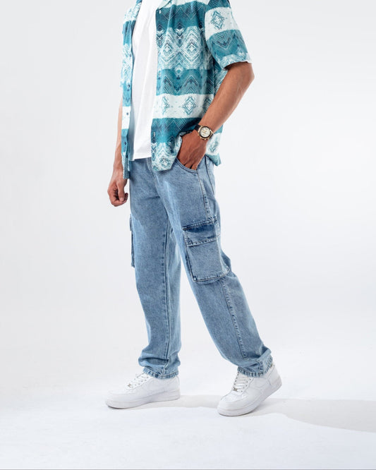 DENIM CARGO PANTS