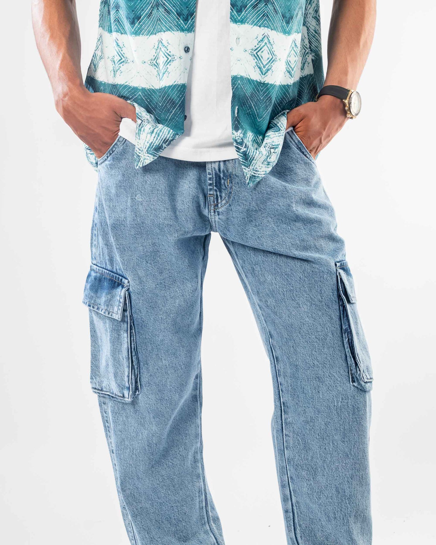 DENIM CARGO PANTS