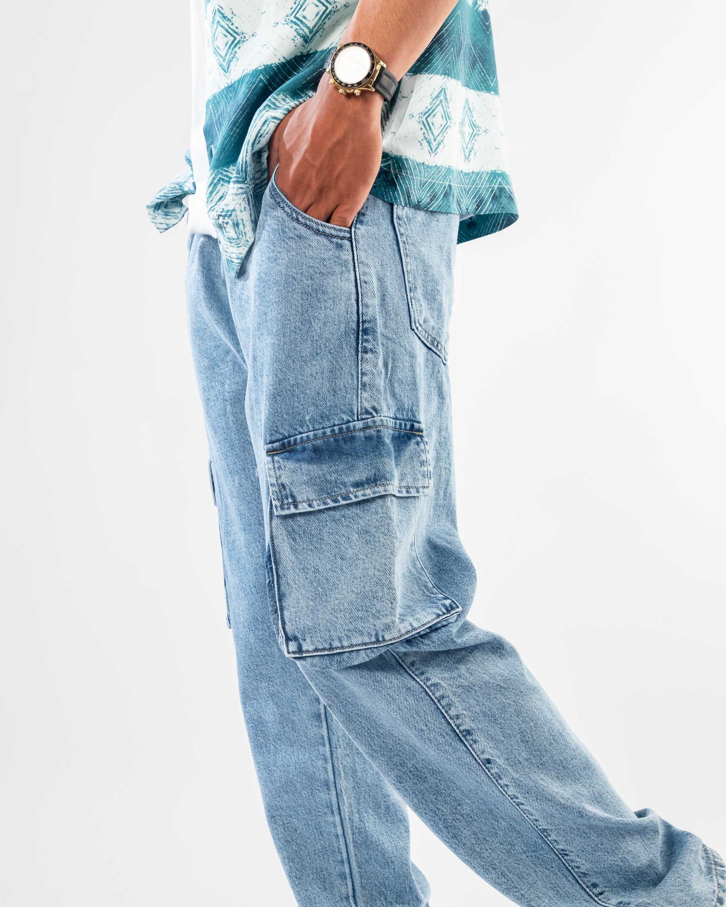 DENIM CARGO PANTS
