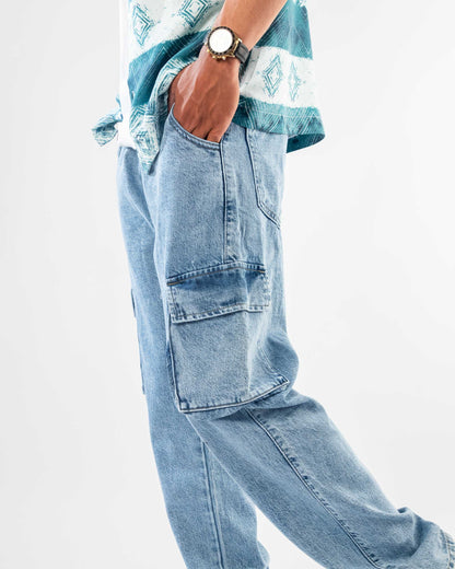 DENIM CARGO PANTS
